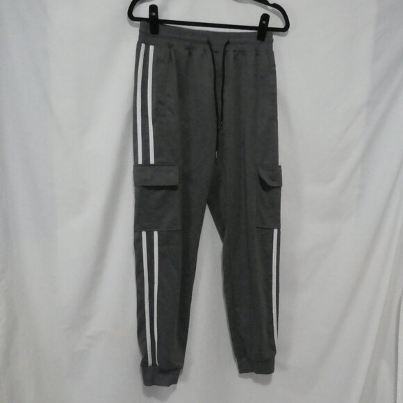 MANFINITY | medium | Grey Cargo Joggers | White Stripe Sides - Picture 1 of 16